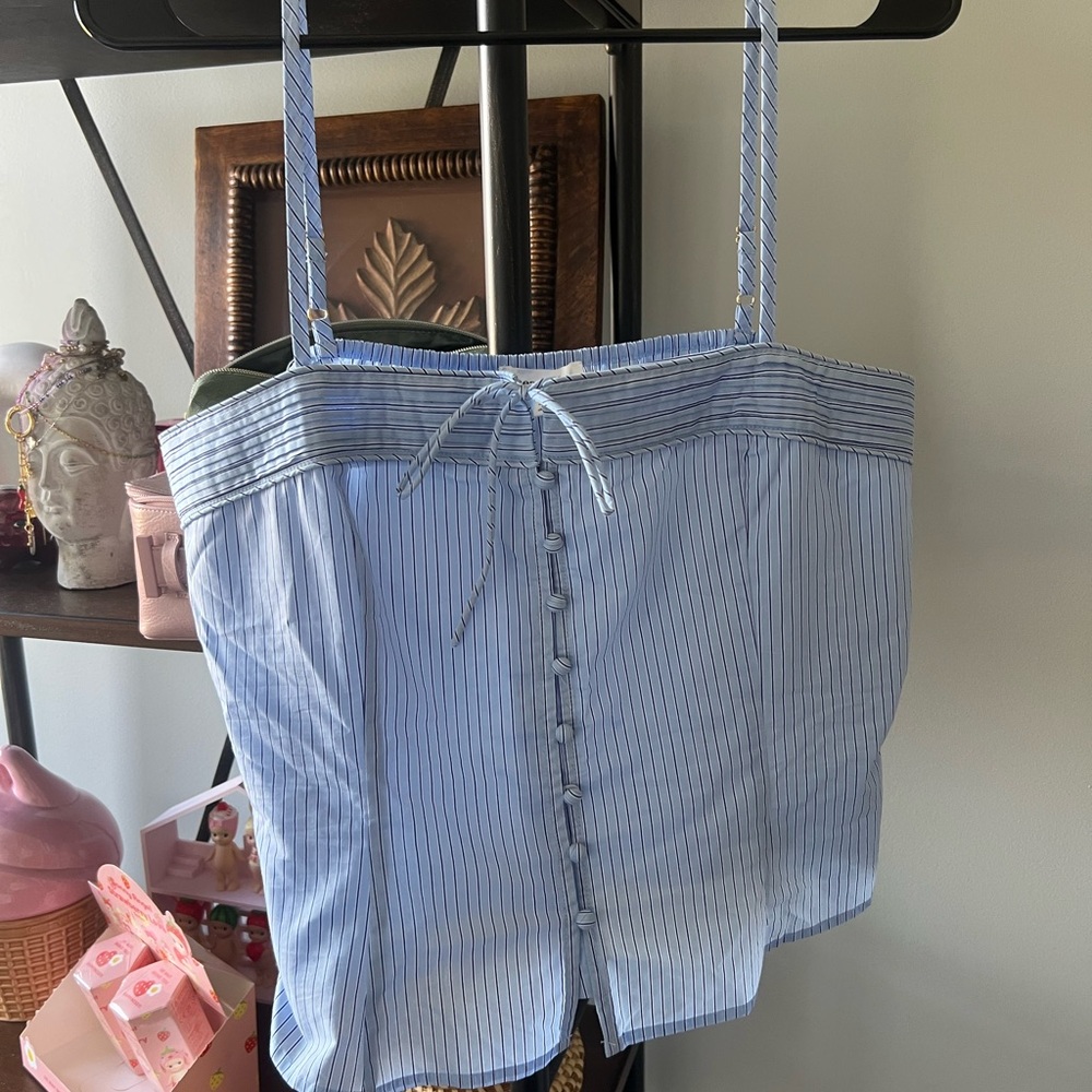 Heartloom Blue Striped Button-Up Tank Top size large